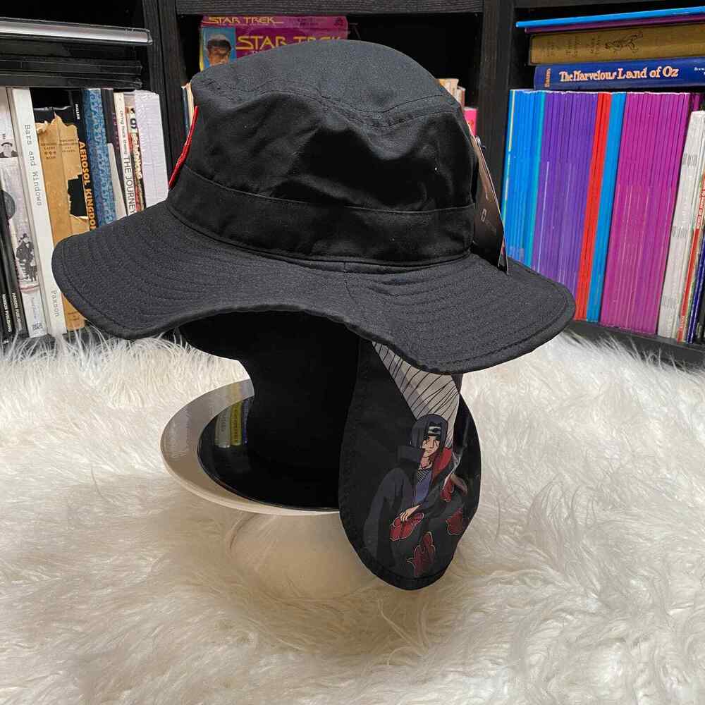 NARUTO SHIPPUDEN AKATSUKI BOONIE HAT W/ AKATSUKI NECK DRAPE BUCKET HAT - Picture 6 of 9